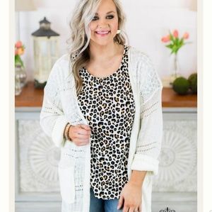 White cardigan sweater